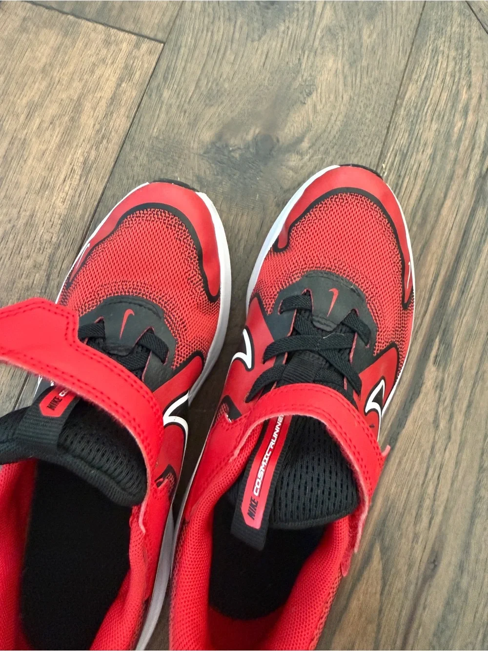 Nike Red and Black Kids' Athletic Sneakers with White Midsole